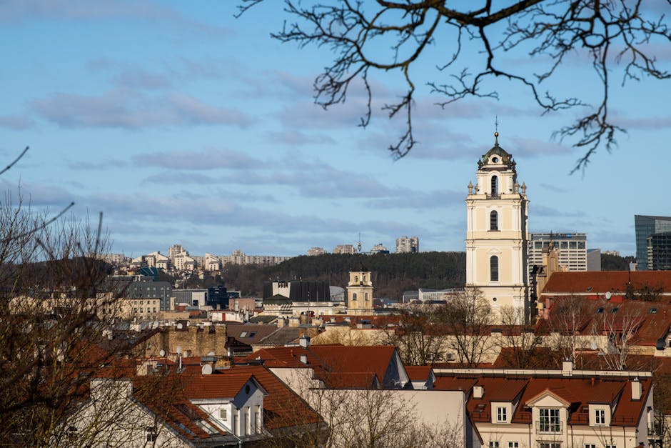 Vilnius old town and modern skyline